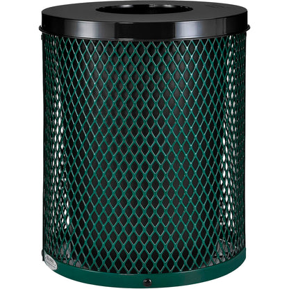 Global Industrial Outdoor Diamond Steel Trash Can With Flat Lid, 36 Gallon, Green (WB261924GN)