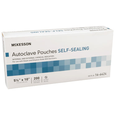 McKesson Sterilization Pouch Ethylene Oxide (EO) Gas / Steam 5-1/4 X 10 Inch Transparent Blue / White Self Seal Paper / Film (960944_BX)
