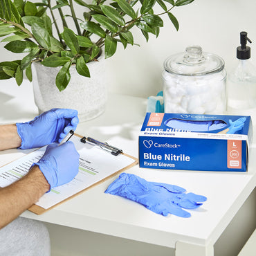 CareStock™ Exam Glove Large NonSterile Nitrile Standard Cuff Length Textured Fingertips Blue Chemo Tested (1230898_CS)