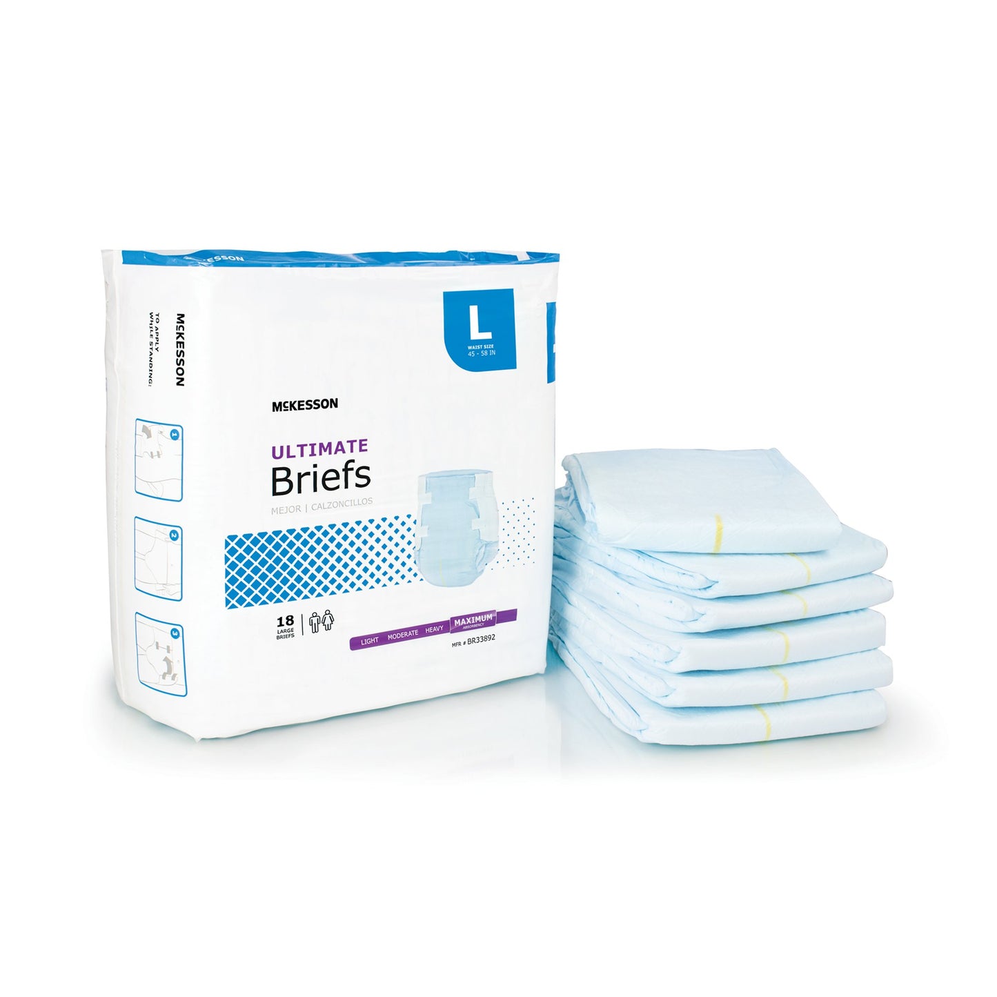 McKesson Unisex Adult Incontinence Brief Large Disposable Heavy Absorbency (1123845_CS)