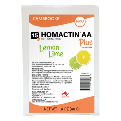 Homactin™ AA Plus Oral Supplement Lemon-Lime Flavor Powder 1.4 oz. Individual Packet (1188109_EA)