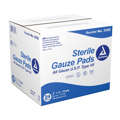Dynarex® Gauze Sponge 2 X 2 Inch 12-Ply Sterile 1 per Pack (867178_CS)