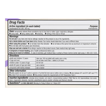 Foster & Thrive™ Allergy Relief 180 mg Strength Tablet 30 per Box (1238970_BX)