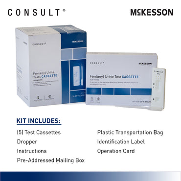 McKesson Consult™ Drugs of Abuse Test Kit Fentanyl (OTC Approved) 5 Tests CLIA Waived (1246106_KT)