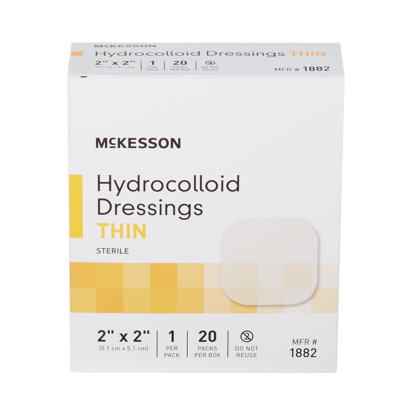 McKesson Thin Hydrocolloid Dressing Film Backing 2 X 2 Inch Square Hydrocolloid (882980_CS)