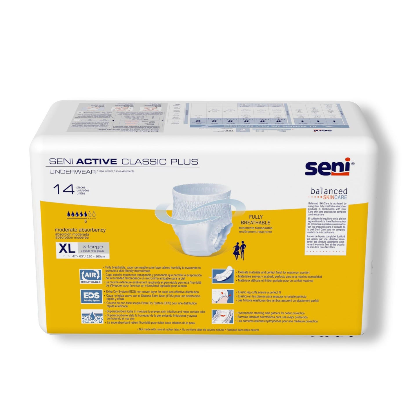 Seni® Active Classic Plus Unisex Adult Absorbent Underwear Pull On with Tear Away Seams X-Large Disposable Moderate Absorbency (1163841_PK)