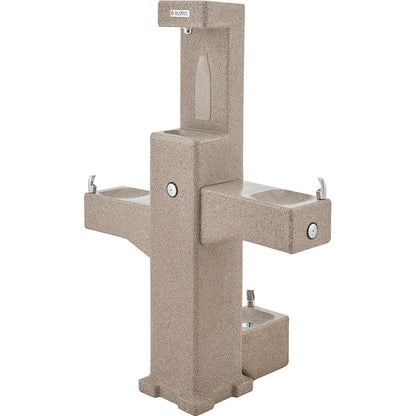Global Industrial Outdoor Bottle Filler w/Bi-Level Fountain & Pet Station, Rotocast Granite (WB603605)