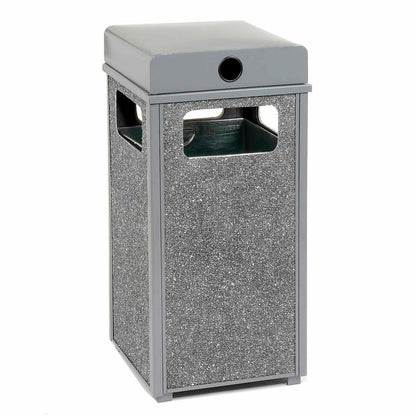 Global Industrial Stone Panel Trash Weather Urn, Gray, 24 Gallon, 17-1/2" Square x 36"H (WB238241GY)