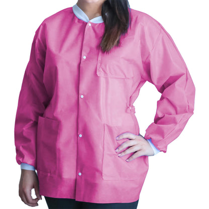 FitMe™ Lab Coat Raspberry Pink Medium Knee Length 3-Layer SMS Disposable (1194525_BG)