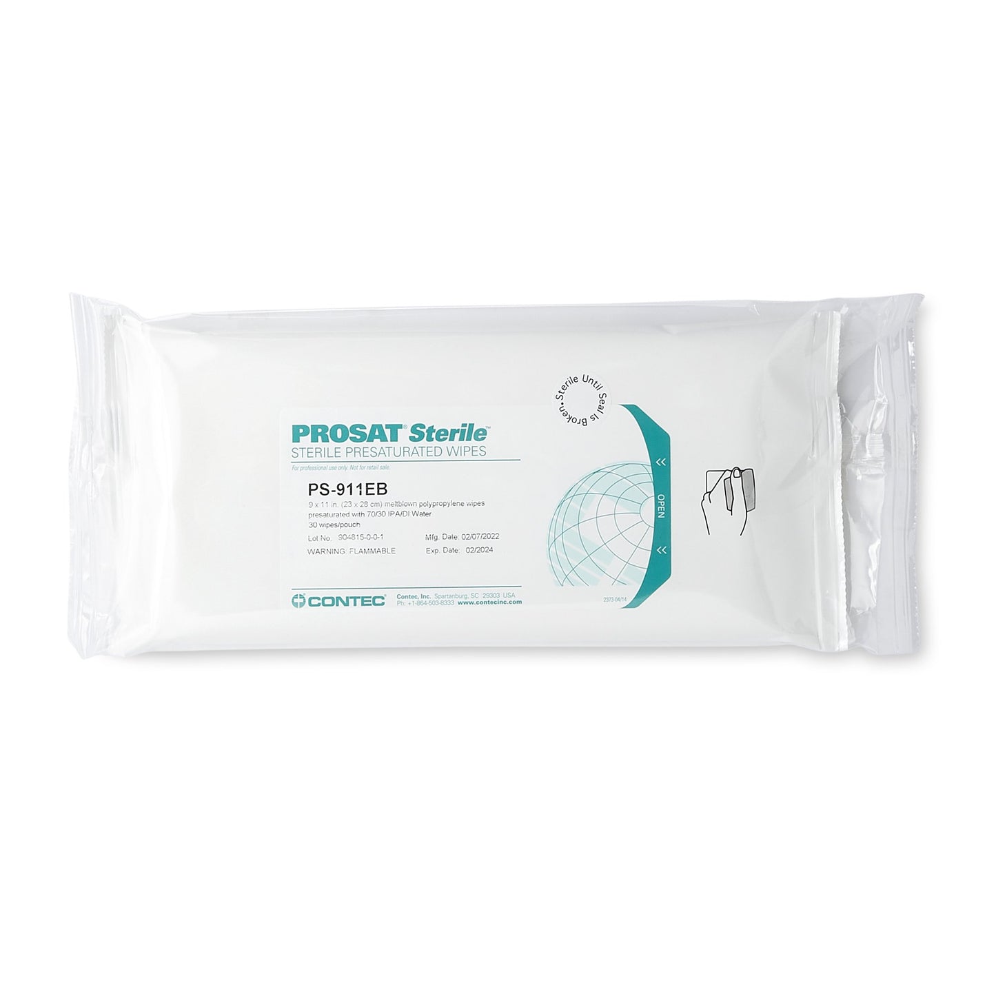 PROSAT® Sterile™ Surface Disinfectant Cleaner Premoistened Cleanroom Manual Pull Wipe 30 Count Pouch Alcohol Scent Sterile (917971_EA)