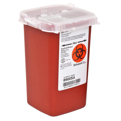 SharpSafety™ Sharps Container Red Base 6-1/4 H X 4-1/2 W X 4-1/4 D Inch Vertical Entry 0.25 Gallon (149371_CS)