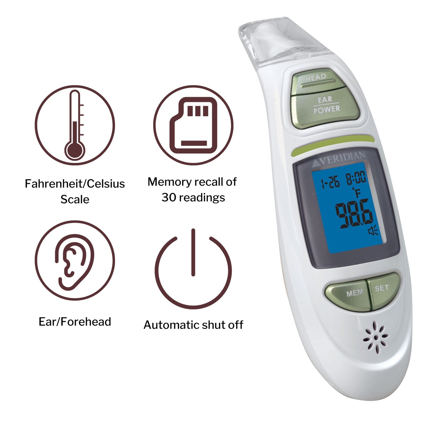 Veridian Non-Contact Skin Surface Thermometer Infrared Skin Probe Handheld (1218869_EA)