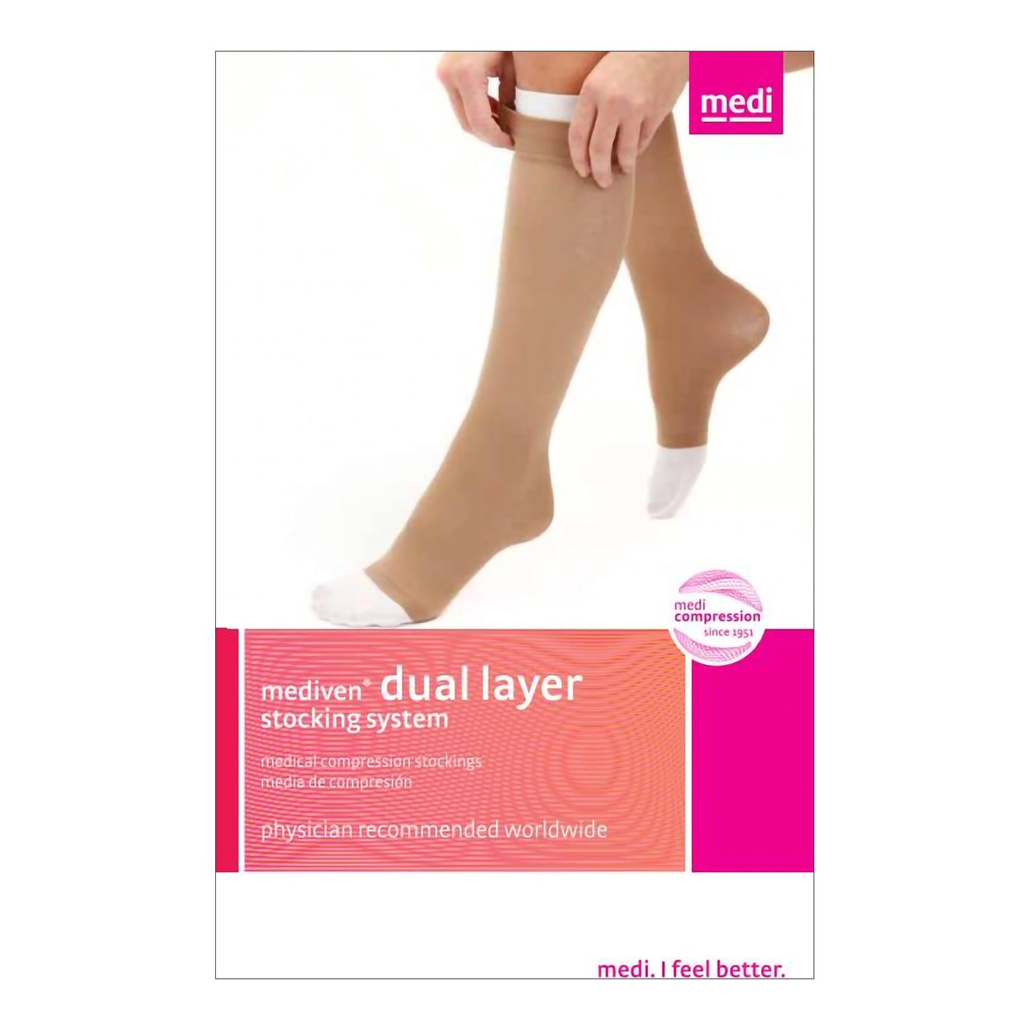 mediven Compression Stocking with Liner Knee High 2X-Large Beige Stocking: Open Toe, Liner: Closed Toe (1029144_PR)