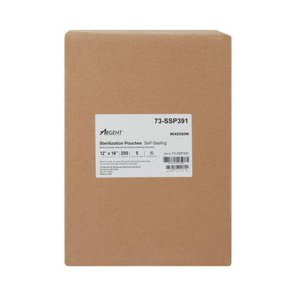 McKesson Argent™ Sure-Check® Sterilization Pouch Ethylene Oxide (EO) Gas / Steam 12 X 18 Inch Transparent / Blue Self Seal Paper / Film (527136_CS)