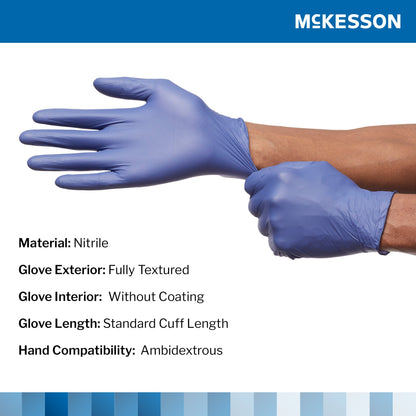 McKesson Confiderm® LDC Exam Glove X-Large NonSterile Nitrile Standard Cuff Length Fully Textured Blue Chemo Tested / Fentanyl Tested (1159332_CS)