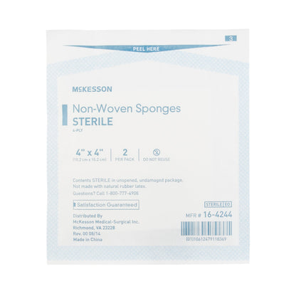 McKesson Nonwoven Sponge 4 X 4 Inch 4-Ply Sterile 2 per Pack (446033_PK)