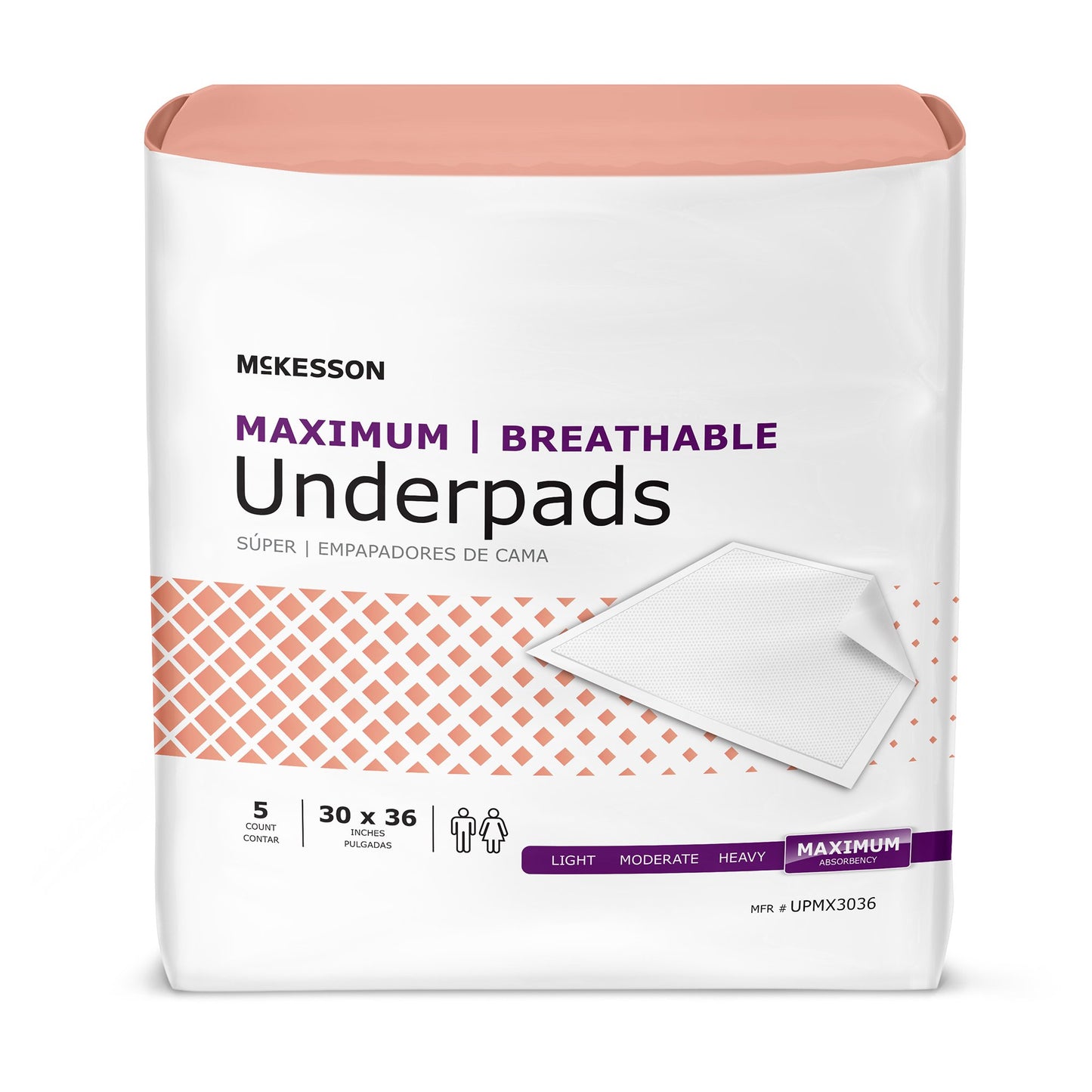 McKesson Ultimate Breathable Disposable Underpad 30 X 36 Inch Fluff / Polymer Heavy Absorbency (1075429_BG)