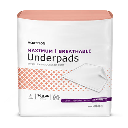 McKesson Ultimate Breathable Disposable Underpad 30 X 36 Inch Fluff / Polymer Heavy Absorbency (1075429_BG)