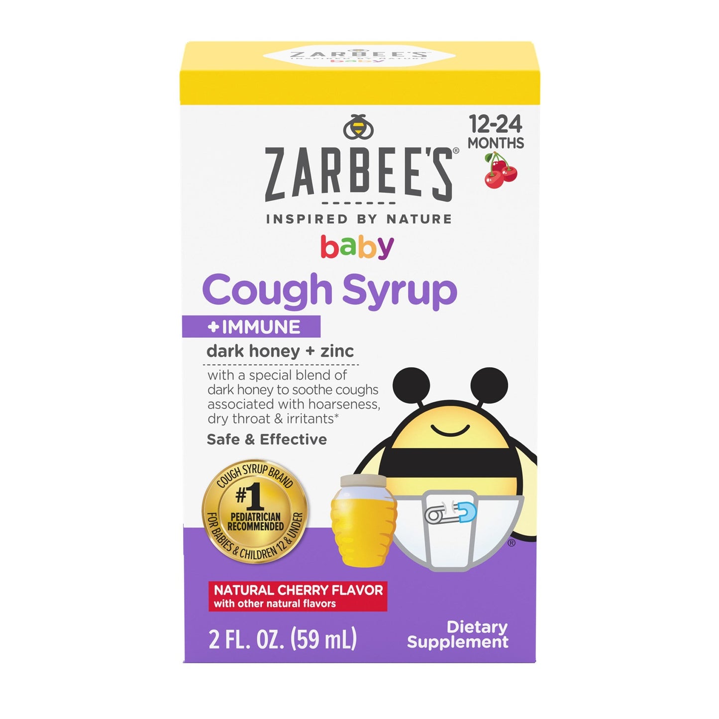 Zarbee's® Baby Cough Syrup + Immune Children's Cold and Cough Relief 3 mg - 3 mg / 3 mL Strength Syrup 2 oz. (1226844_EA)