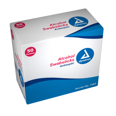 Dynarex® Impregnated Swabstick 70% Strength Isopropyl Alcohol Individual Packet NonSterile (768924_BX)