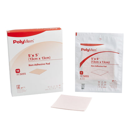 PolyMem® Foam Dressing 5 X 5 Inch Without Border Film Backing Nonadhesive Square Sterile (258751_CS)