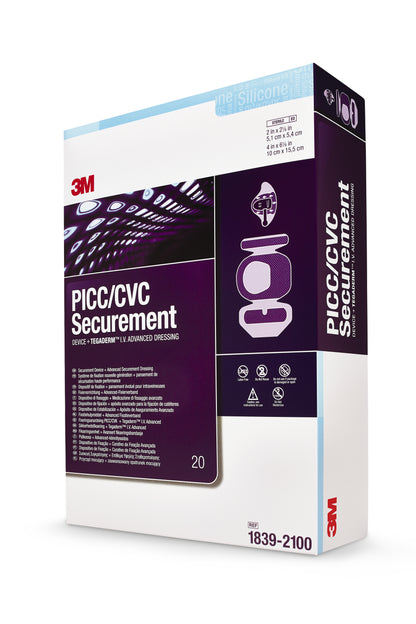 3M™ Tegaderm™ PICC/CVC Securement Device + Tegaderm™ I.V. Advanced Securement Dressing Film 4 X 6-1/8 Inch Sterile (875305_BX)