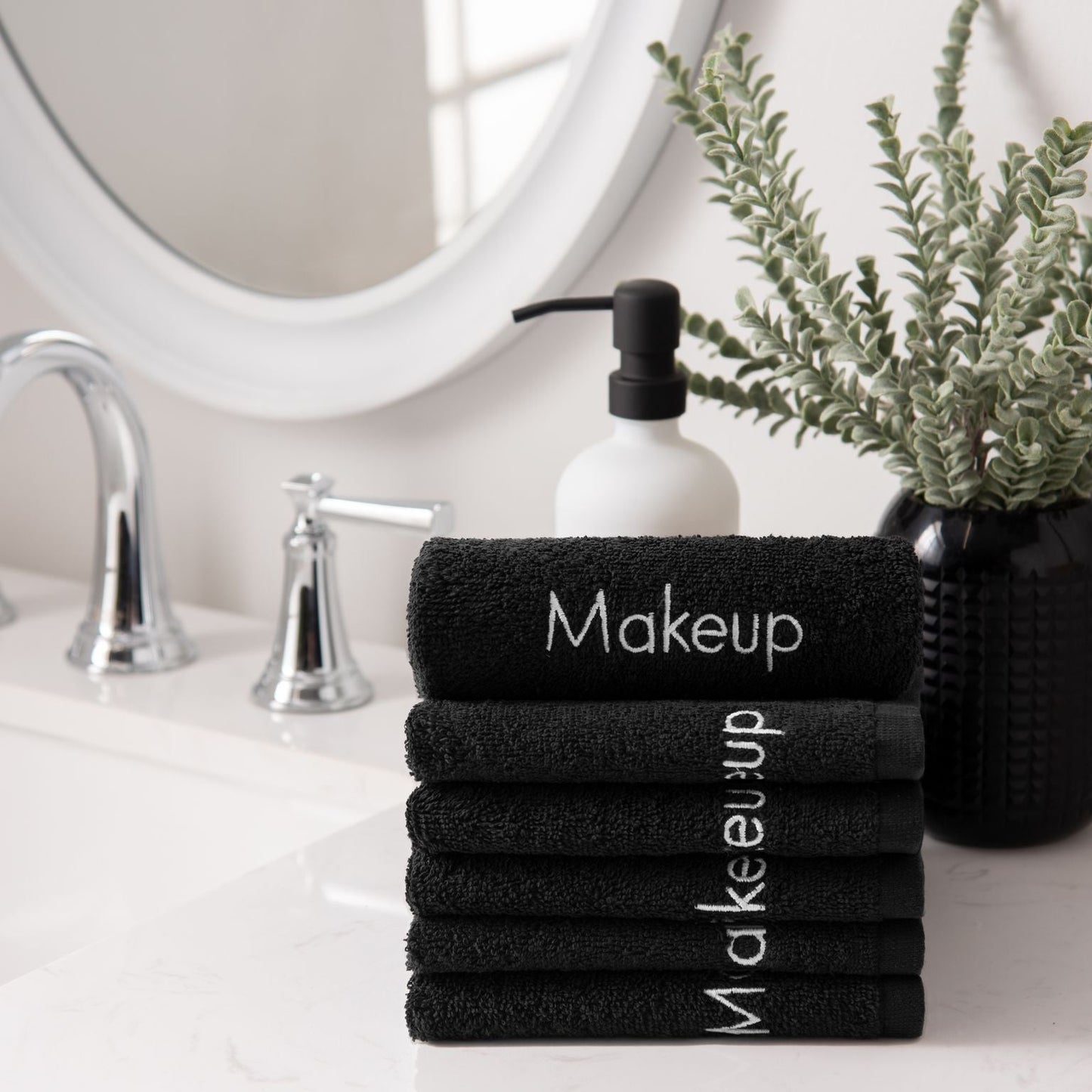 Hospeco® Cotton Makeup Washcloth 13x13 Black, Pack of 6 (HOSMAKEUP-13X13)