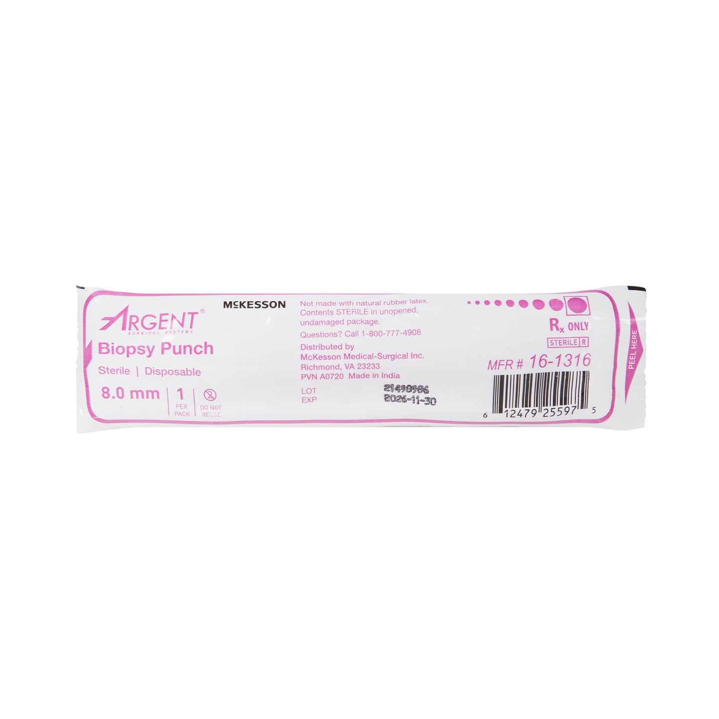 McKesson Argent™ Biopsy Punch Dermal 8 mm (1175178_CS)