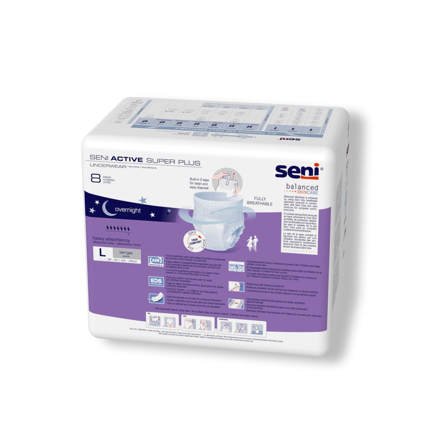 Seni® Active Super Plus Unisex Adult Absorbent Underwear Pull On with Tear Away Seams Large Disposable Heavy Absorbency (1163817_CS)