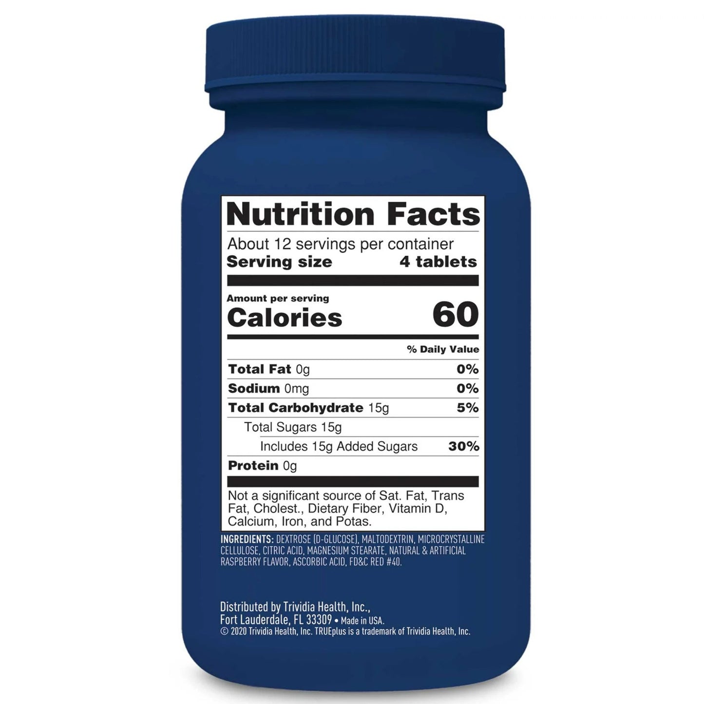 TRUEplus™ Glucose Supplement 50 per Bottle Chewable Tablet Raspberry Flavor (852891_CS)