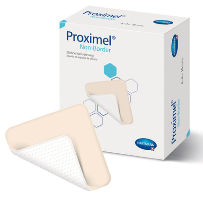 Proximel® Non-Border Foam Dressing 4 X 4 Inch Without Border Waterproof Backing Silicone Face Square Sterile (1242750_BX)