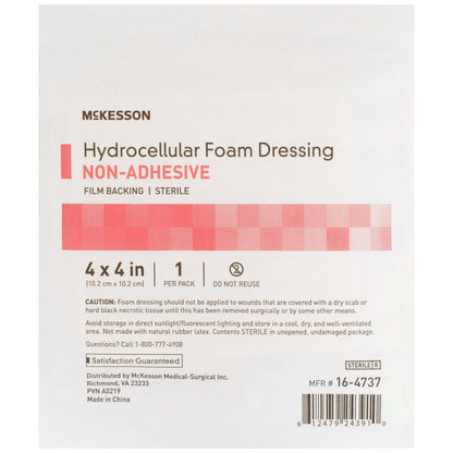 McKesson Foam Dressing 4 X 4 Inch Without Border Film Backing Nonadhesive Square Sterile (1138302_EA)