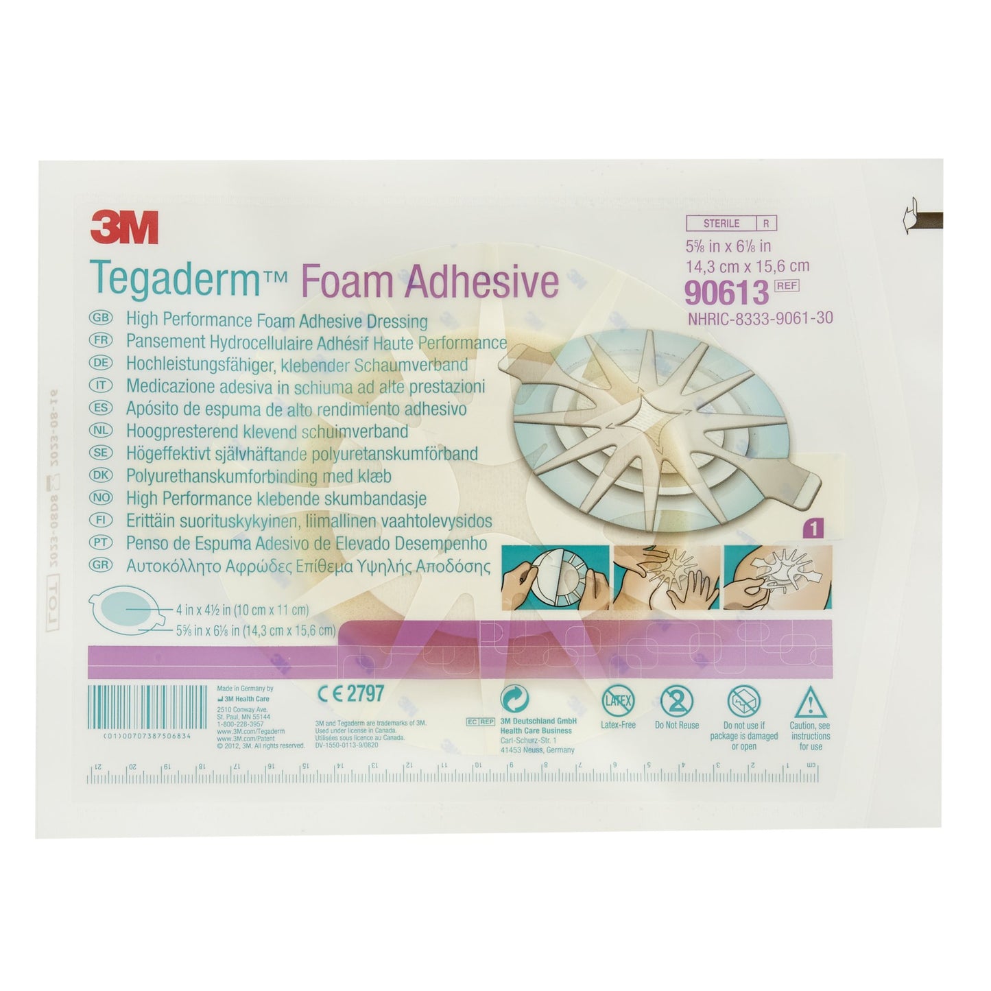 3M™ Tegaderm™ High Performance Foam Dressing 5-5/8 X 6-1/8 Inch With Border Film Backing Acrylic Adhesive Oval Sterile (479850_BX)