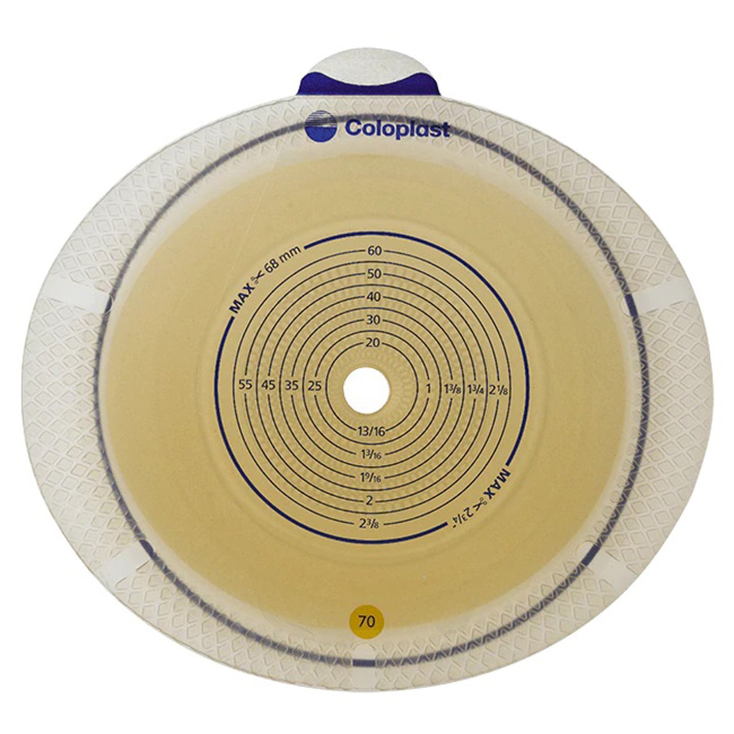 SenSura® Flex Xpro Ostomy Barrier Trim to Fit, Standard Wear Double Layer Adhesive 70 mm Flange Yellow Code System 3/8 to 2-3/4 Inch Opening (736460_BX)