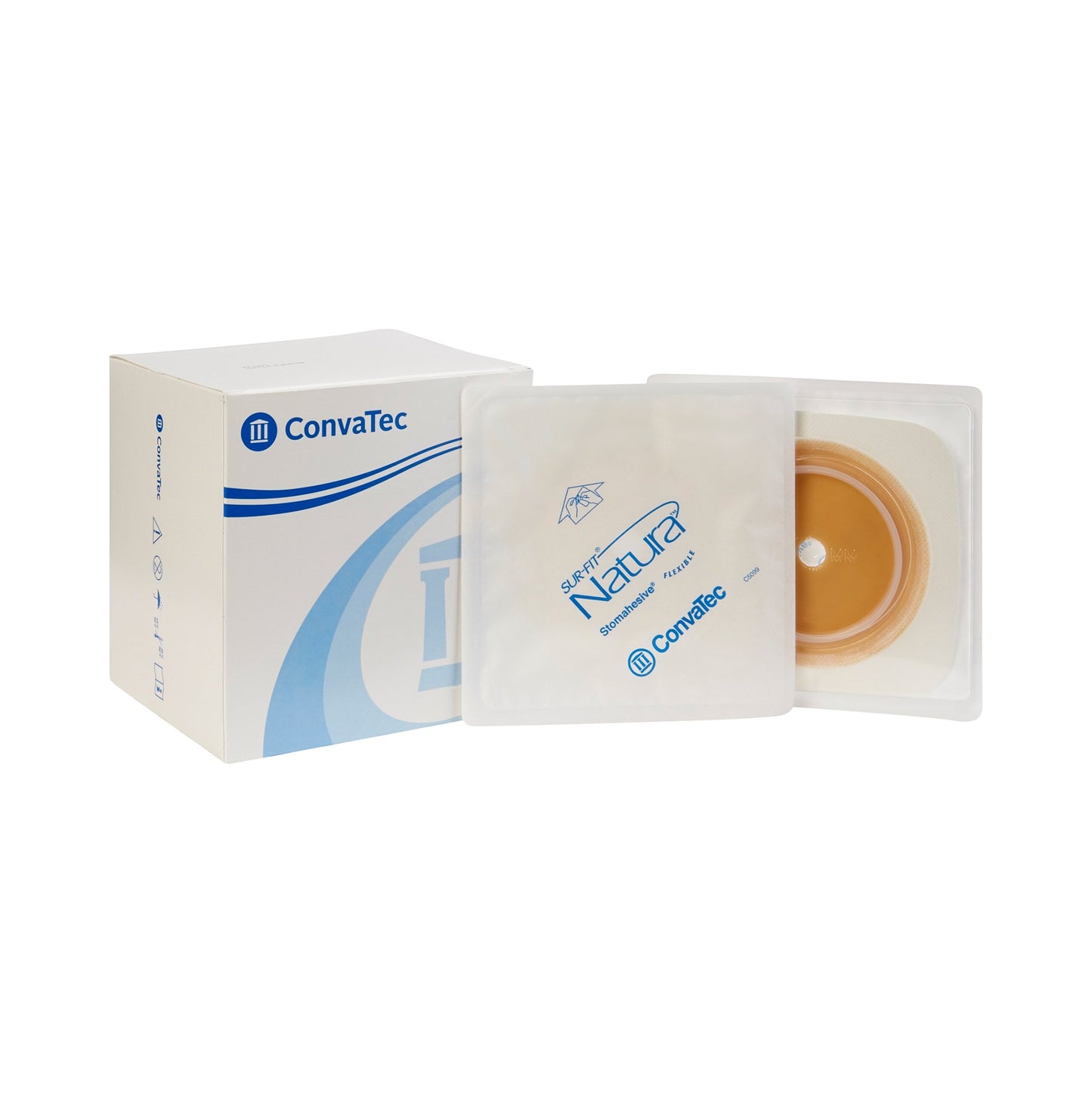 Sur-Fit Natura® Ostomy Barrier Trim to Fit, Standard Wear Stomahesive® Adhesive 70 mm Flange System Hydrocolloid 1-7/8 to 2-1/2 Inch Opening 5 X 5 Inch (325408_BX)