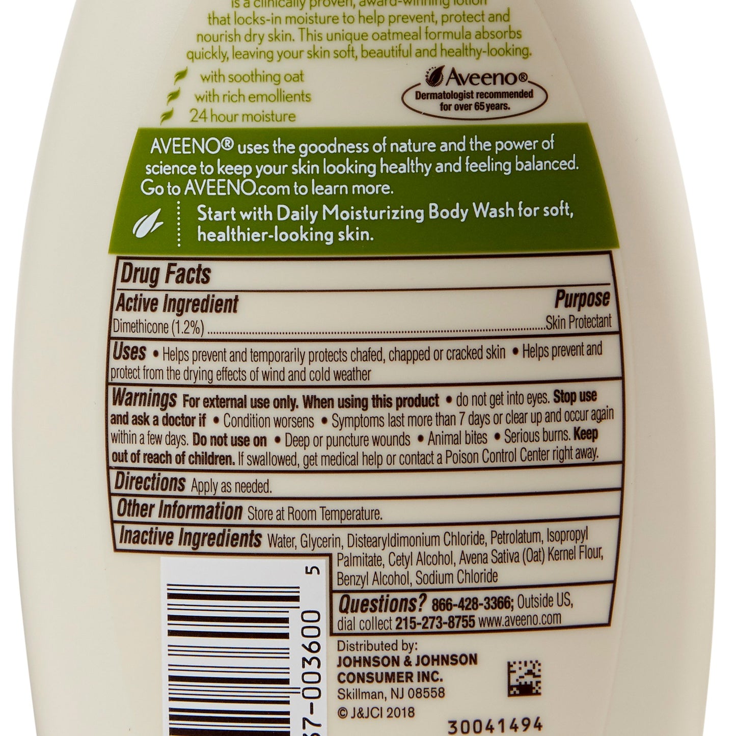 Aveeno® Hand and Body Moisturizer 12 oz. Pump Bottle Unscented Lotion (694993_CS)