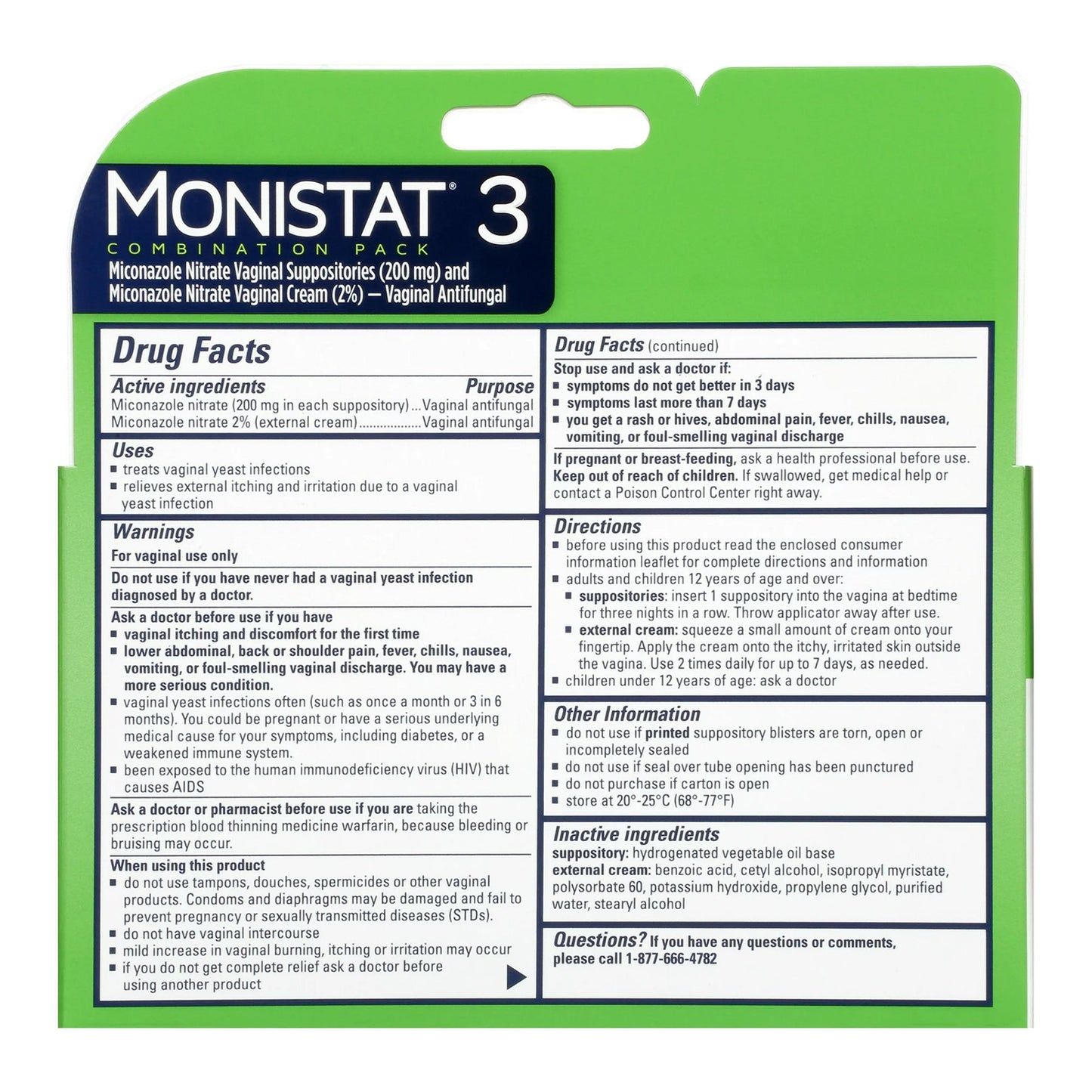 MONISTAT® 3-Day Treatment Combination Pack Ovule® Vaginal Antifungal 200 mg / 2% Strength Ovule® insert 3 Per Box Applicator (1231448_BX)