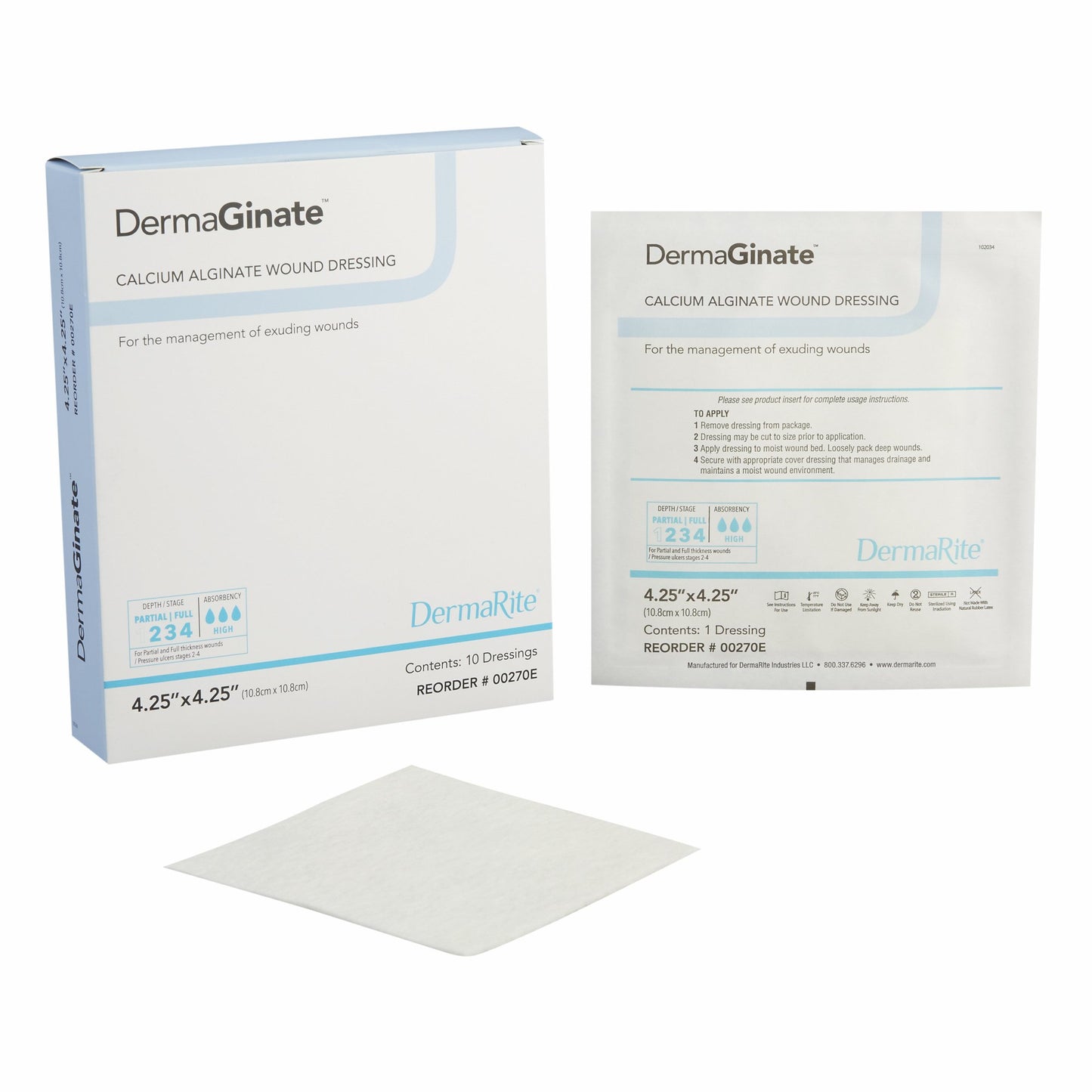DermaGinate® Alginate Dressing 4-1/4 X 4-1/4 Inch Square (584149_BX)