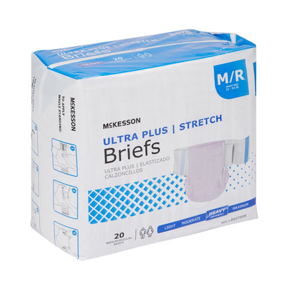 McKesson Ultra Plus Stretch Unisex Adult Incontinence Brief Medium Disposable Heavy Absorbency (884170_CS)