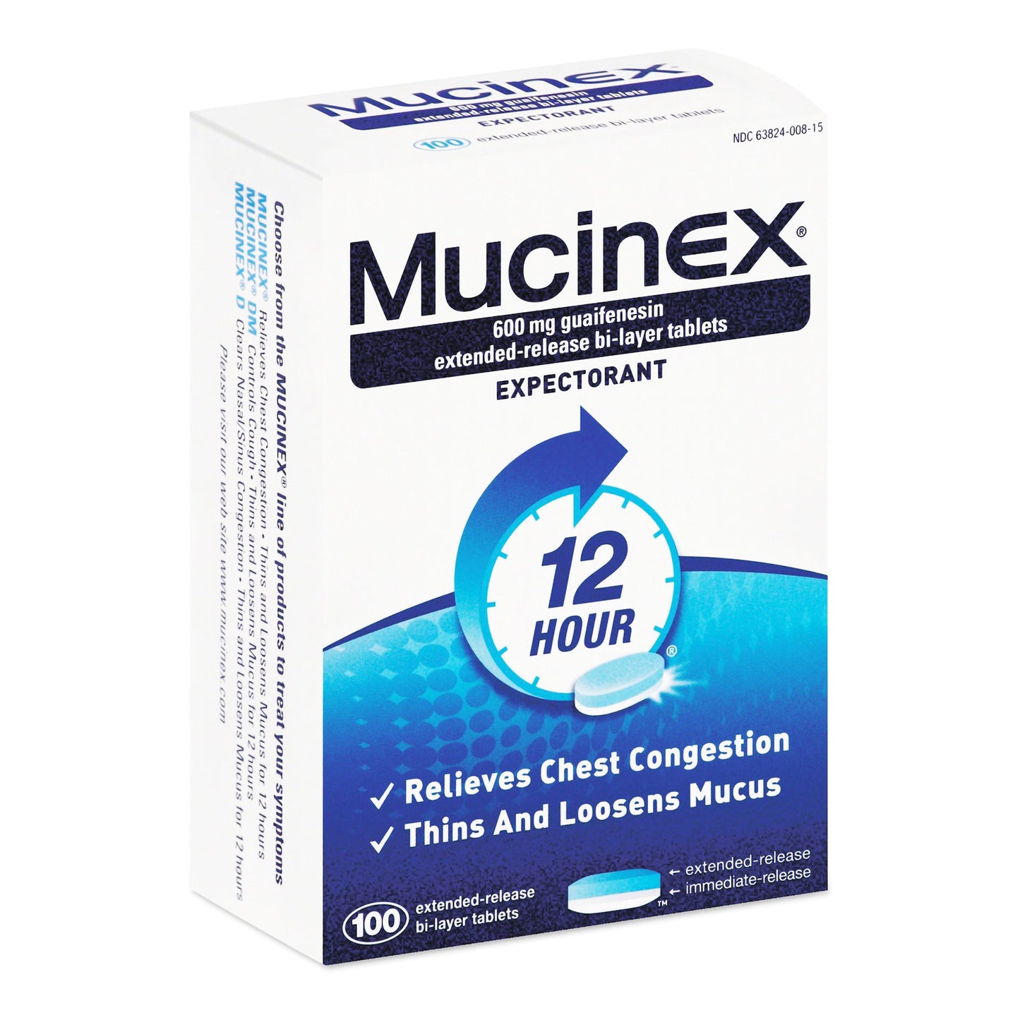 Mucinex® Cold and Cough Relief 600 mg Strength Extended Release Tablet 100 per Bottle (777455_BT)