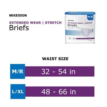 McKesson Extended Wear Unisex Adult Incontinence Brief Large / X-Large Disposable Heavy Absorbency (980311_BG)