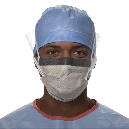 FluidShield Surgical Mask with Eye Shield Anti-fog Foam ASTM F2100-11 Level 2 Tie Closure One Size Fits Most (199537_CS)
