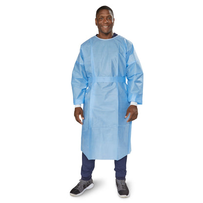 McKesson Protective Procedure Gown One Size Fits Most Blue NonSterile Not Rated Disposable (1247971_CS)