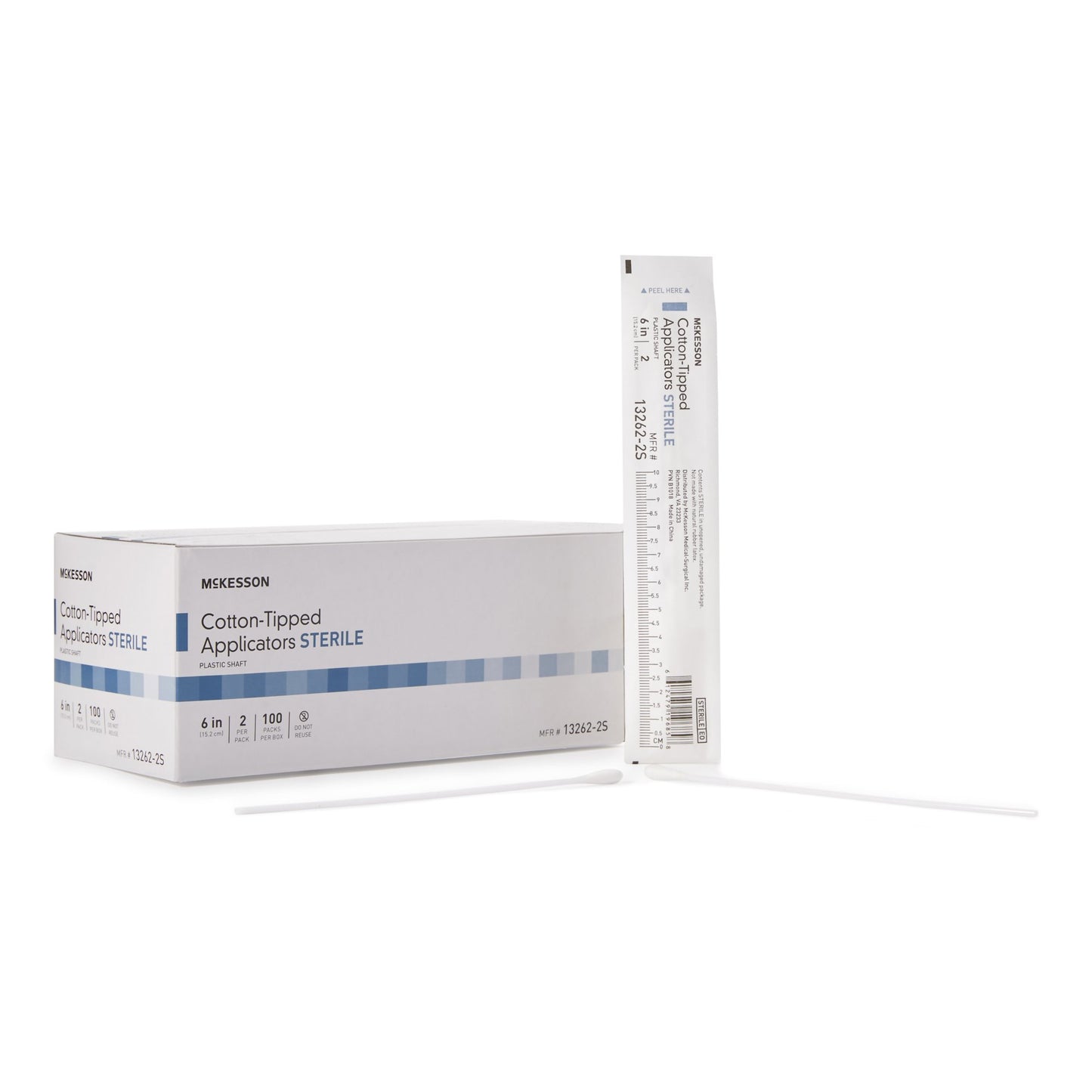 McKesson Swabstick Cotton Tip Plastic Shaft 6 Inch Sterile 2 per Pack (854351_PK)