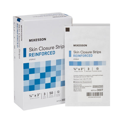 McKesson Skin Closure Strip 1/4 X 3 Inch Nonwoven Material Reinforced Strip White (876306_PK)