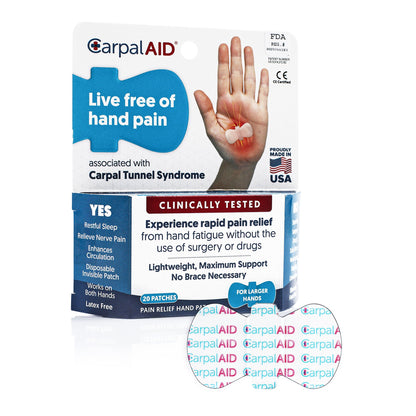 Carpal AID® Patch Hand-Based Carpal Tunnel Support Plastic Left or Right Hand Clear Small (1233611_PK)