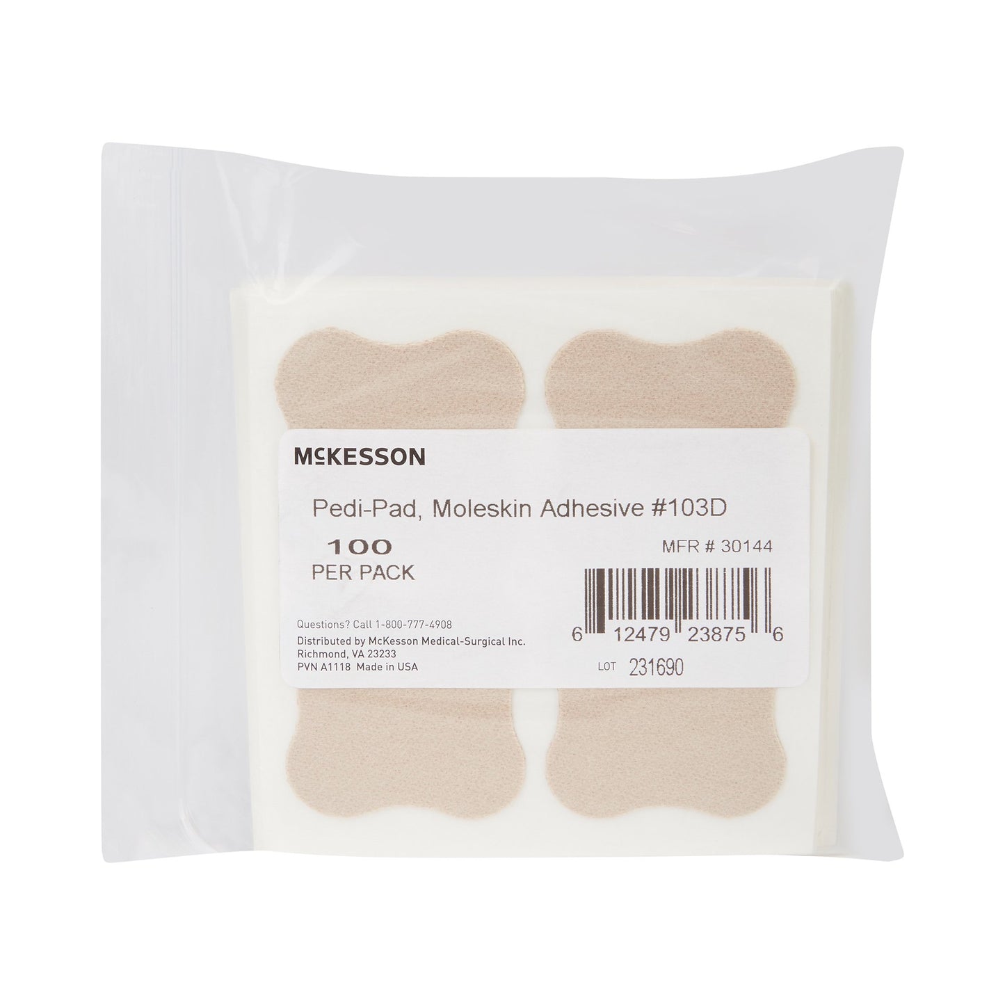 McKesson Pedi-Pad Protective Pad Size 103-D Adhesive Foot (1111097_PK)