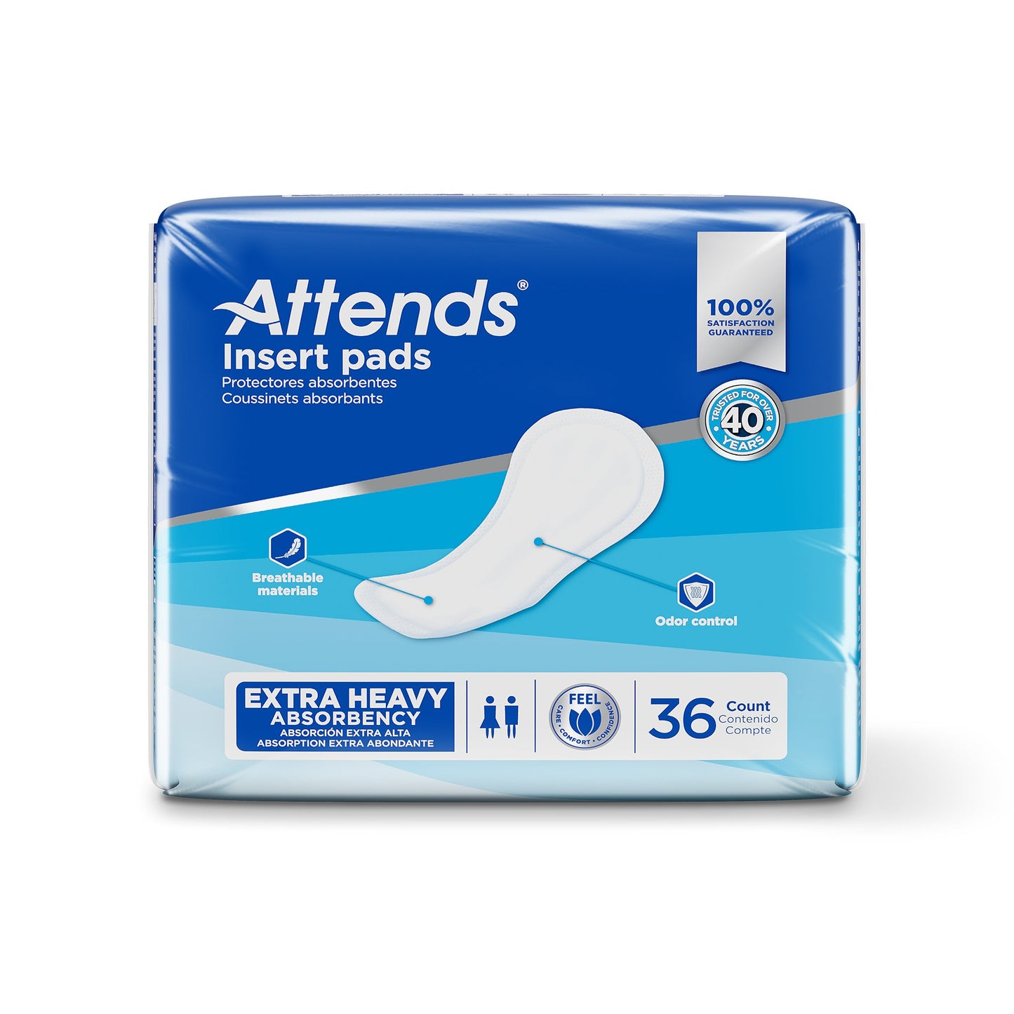Attends® Insert Pad Incontinence Liner 16-1/2 Inch Length Heavy Absorbency Polymer Core One Size Fits Most (1186543_PK)