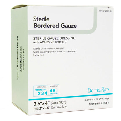 DermaRite® Bordered Gauze Island Dressing 3-3/5 X 4 Inch Square Sterile (946442_EA)