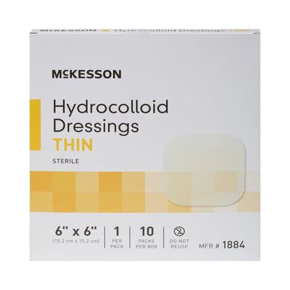 McKesson Thin Hydrocolloid Dressing Film Backing 6 X 6 Inch Square Hydrocolloid / Film (882983_CS)
